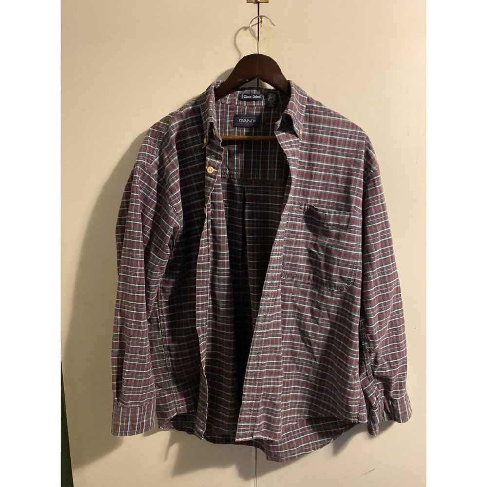 VTG Gant Classic Oxford Plaid Button Down Shirt Mens Large L Long Sleeve Cotton